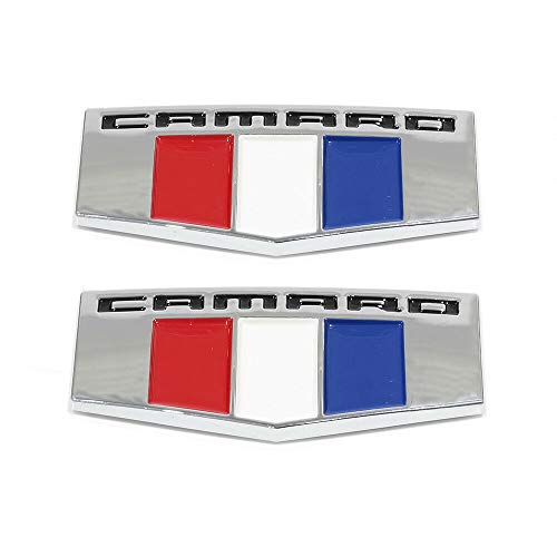Pair Set Camaro Badge Front Right & Left Fender Emblem Fits For 2016-2017 Camaro ((Chrome/Black/Red/Blue)) #TOP1