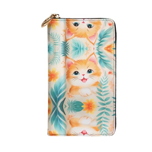Free cartoon cat printing Women's leather long handheld wallet large capacity credit card zipper bag2