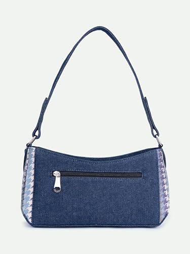 Image of ZOUK Lyra Small Shoulder Bag for Women - Denim & Printed Shoulder Bag with Water-Resistant Lining | Handcrafted Sling Bag with Multiple Pockets & Zip Closure for Daily & Weekend Use |