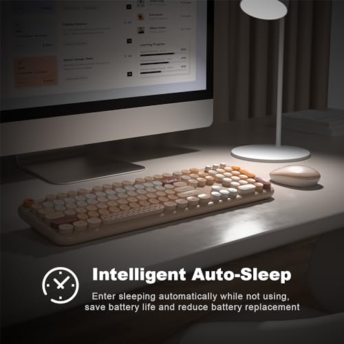 Image of MOFII Wireless Keyboard and Mouse Combo - Pale Coffee Full Sized Plug and Play Colorful Computer Keyboards - 104 Keys Round Keycap USB 2.4G Cute Keyboard for Windows /Laptop /Mac /Desktop /PC
