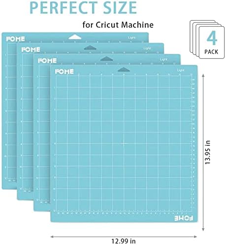 Light Grip Cutting Mat, 4PCS Cutting Mats 12x12Inch Adhesive Non-Slip Cut Mats for Silhouette Cameo Crafts, Quilting, Sewing and All Arts