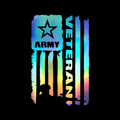 Army Veteran Flag Decal Vinyl Sticker Auto Car Truck Wall Laptop | Holographic | 4