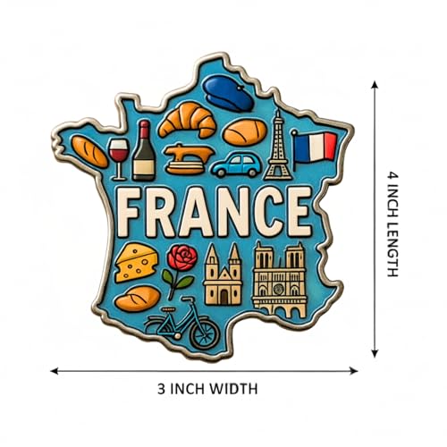 Image of Souvenir Fridge Magnet | 4x3 Inch Collectible Travel Decor | Strong & Durable Refrigerator Magnet with Iconic Landmarks for Travelers (France)