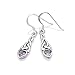 925 Sterling Silver Celtic Knot Purple Amethyst Gemstone Heart Drop Dangle Hook Earrings