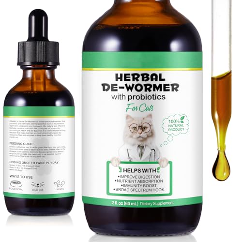 Wurmkur für Katzen 60ml Natürliches Katzen Wurmmittel gegen Würmer & Parasiten - Mit Kräutern & Probiotika Unterstützt Darmflora Verdauung & Immunsystem - Sanft und Wirksam
