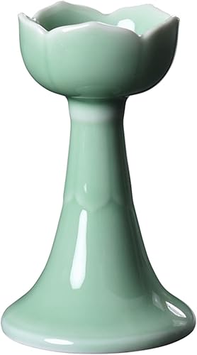 Portavelas de cerámica de pilar portavelas de té de loto portavelas de granja para mantel de mesa de comedor centro de mesa barra de café portavelas