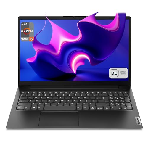 Lenovo Ordenador portátil V15 G4 AMN, AMD Ryzen 5 7520U, 8 GB LPDDR5 RAM, SSD PCIe de 512 GB, pantalla FHD de 15,6', AMD Radeon 610M, teclado QWERTZ, FreeDos, negro