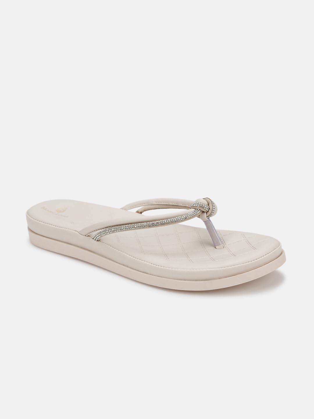 Marc Loire Women’s Round Toe T-Strap Flats for Casual Wear (Cream, 8) 2