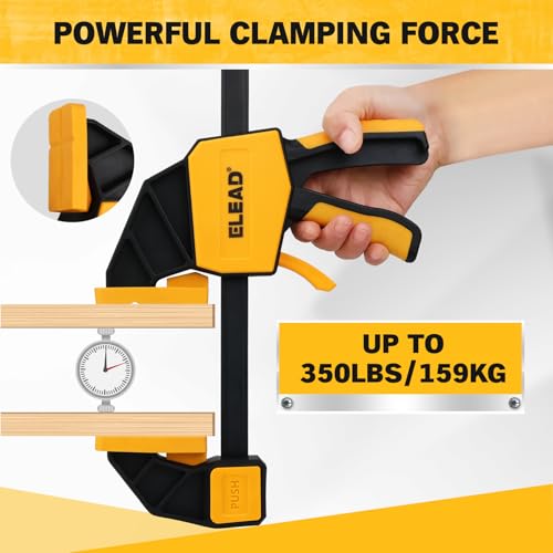Image of 3-Pack 12-Inch Bar Clamp for Woodworking with Leveling Block Clamp, 350LBS Load Limit, Heavy Duty Quick-Release Wood Clamps /Spreader, One-Handed F Clamp for Wood Working