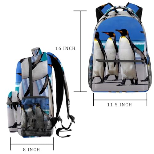 Sac à dos d'école ergonomique motif pingouin pour adolescents