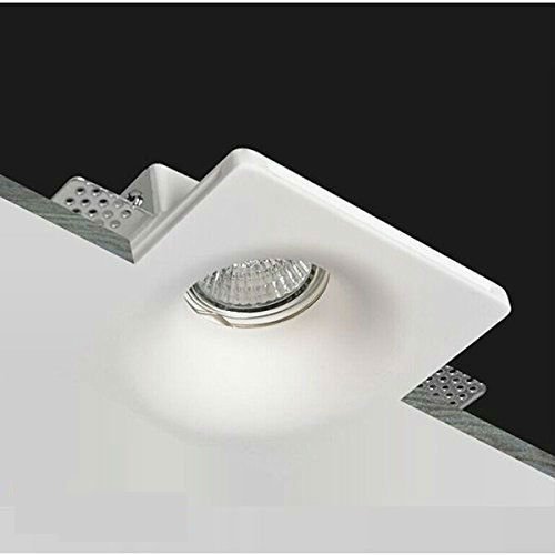 Eurekaled - Portafaretto Quadrato Conico in Gesso CERAMICO da Incasso per Controsoffitti con alette regolabili