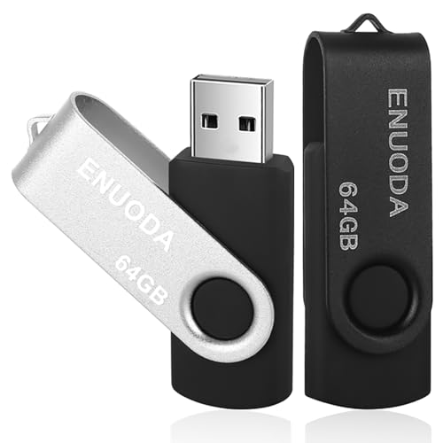 ENUODA Clé USB 64 Go Lot de 2 Cle USB 2.0 Flash Drive Stockage Rotation Disque Mémoire Stick...