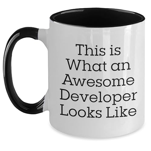 NAPAVI Developer Gifts: This Is What An Awesome Developer Looks Like Two Tone Coffee Mug, Birthday Present for Coworkers
