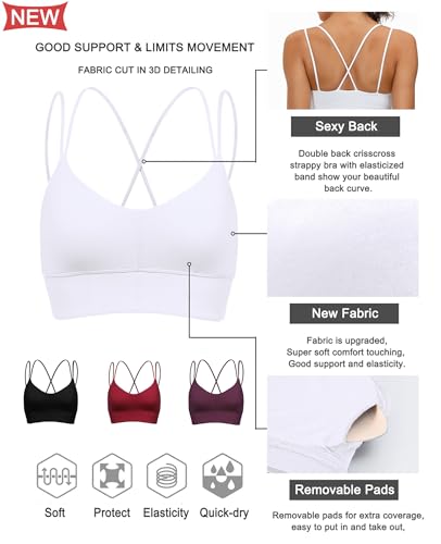 Image of MotoRun Bralettes for Women, Strappy Sports Bra Push up Bralette Sexy Bras Rave Top