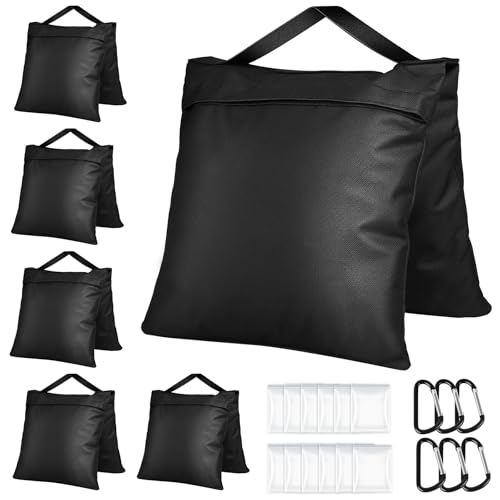 Victiv 6 Pack Sandbag para Estudio, Pesos para Gazebo, Tela Oxford Bolsa Arena Contrapeso de Gran Resistencia, 57×26.5cm Saco Arena para Trípodes, Carga Máxima 11.8kg - Negro