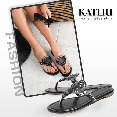 katliu Women's Flat Sandals Flip Flop Thong Sandals Cute Dressy Sandals2