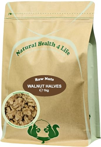 Natural Health 4 Life Light Walnut Halves 1kg Resealable Pouch, High in Protein and Fibre, Vegan and Gluten Free Nuts for Snacking, Baking and Cooking (1 Pouch)