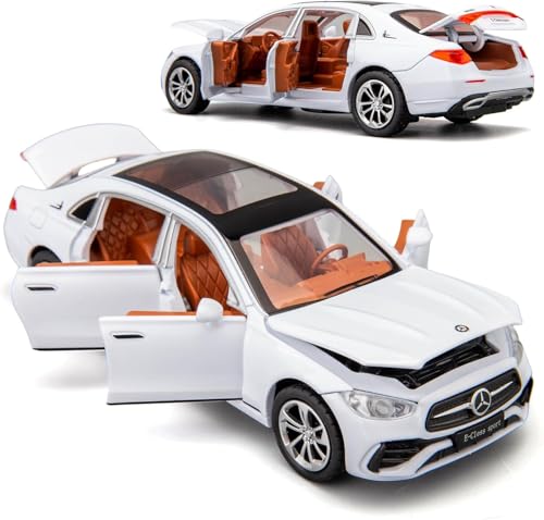 Image of 1 /32 Compatible for Benz E300l Model Car, Zinc Alloy Diecast Collectible Pull Back Toy car with Sound and Light for Kids Boy Girl Gift White
