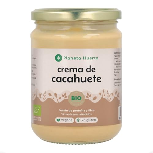 PLANETA HUERTO | Crema de Cacahuete ECO 100% Natural, Sin Azúcares Añadidos - Crema de Cacahuete Rica en Proteínas y Fibra, Fuente de Vitamina E, Apta para Veganos