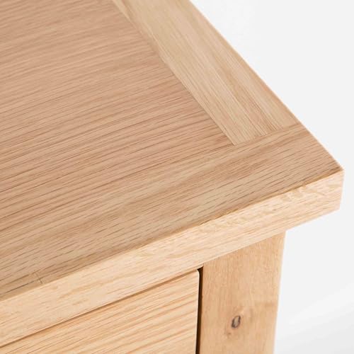 London Oak Bedside Cabinet Table | Roseland Furniture Solid Wood Side End Night Stand with 3 Drawers for Bedroom Bathroom and Hallway Storage | Fully Assembled Chest H:56 W:42 D: 32 cm for Lamps