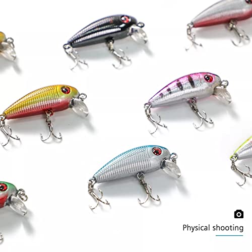 Free Fisher 10Pcs Micro Fishing Lures, Micro Crankbaits, Fishing Hard Swimbaits Topwater Lures Kit Fishing Tackle Minnow Vib Set For Trout Bass Perch Fishing Lures #TOP2