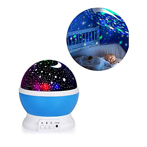 Luminaria Abajur Rotativa Festa Criança Neon Quarto Projetor Luz Ceu Estrelas Azul