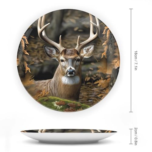 Plato decorativo Camouflage Deer Bone China 7 pulg miniatura 2