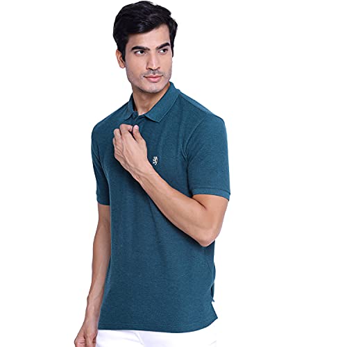 Image of Red Tape Men's Green Melange Collared T-Shirt