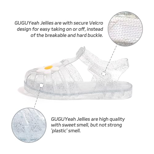 Image of GUGUYeah Jelly Sandals for Girls,Closed Toe Princess Costume Summer Dress Shoes Fisherman Gladiator Water Beach Flat Sandals for Toddler /Little Kid /Big Kid