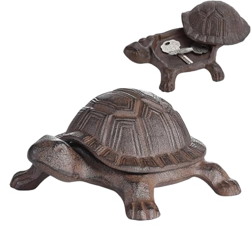 Top Brass Turtle Key Hider - Cast Iron Garden Statue