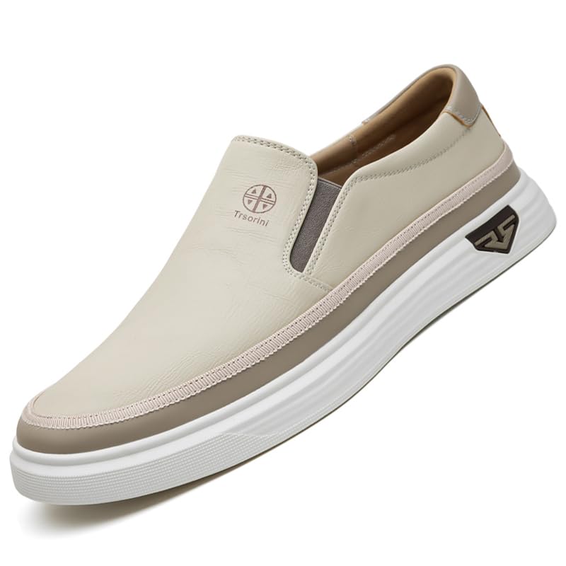 Image of Trsorini Mens Casual Shoes Soft Comfortable Flat Lightweight Moccasin Classic Breathable Leather Men's Shoes