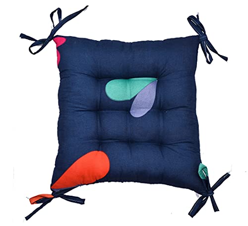 Image of COZY FURNISH Microfiber Cotton Chair Pads with Four Corner Ties 16x16(Inches) 41X41(CM) Square, Pack of 2 | Extra-Comfortable & Soft Seat Cushions | Ergonomic Pillows
