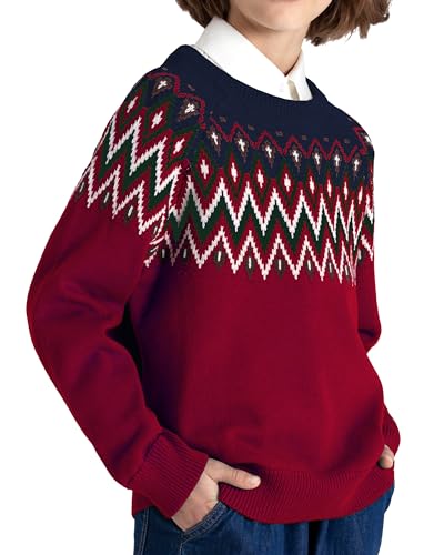 Image of BOBOYOYO Boys Sweaters 100% Cotton Cable Knit Kids Sweater Striped Pullover
