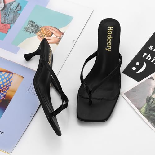 Women's Kitten Heels Thong Sandals Open Square Toe Flip Flop Low Heels 2.5 Inch Slip On Sexy Women Dressy Slide Shoes for Casual3