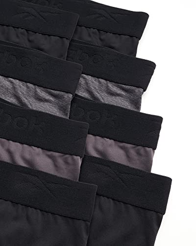 Reebok Men's Boxer Briefs - 8 Pack Performance Mens Underwear Boxer Briefs with Fly Pouch - Athletic Underwear for Men (S-XL), Size X-Large, Charcoal/Black/Grey/Black2