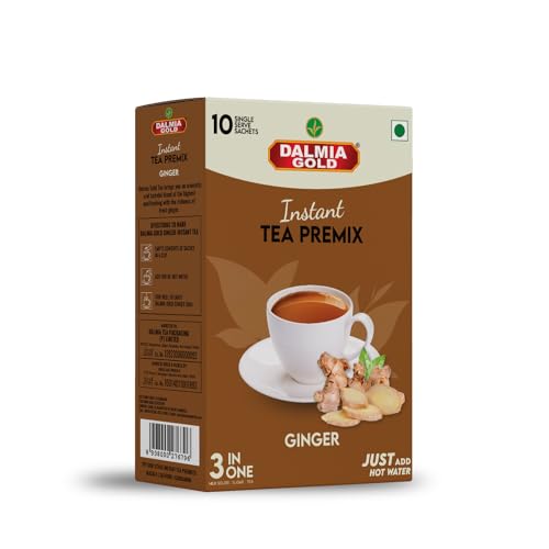Image of Dalmia Gold Instant Tea Premix- Ginger Flavour - Regular Sugar (14 Grams * 10 Sachets) (Makes 100 ML) | Adrak