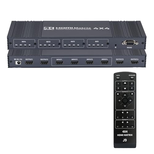 4K@30Hz HDMI �}�g���b�N�X 4����4�o�� �}�g���b�N�X 4x4 HDCP 1.4�AHDMI 1.4�ARS232�A�p�\�R��/PS3/PS4 pro/Nintendo Switch/Apple TV/�v���W�F�N�^�[/HDTV �p�iIR�����R���t���j