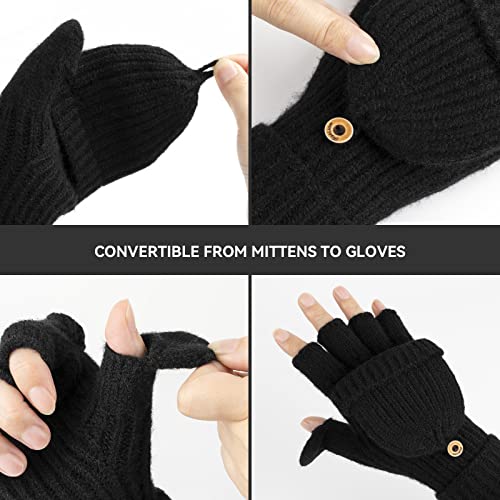 image for Cierto Winter Gloves for Women Men: Knitted Fingerless Gloves, Warm To