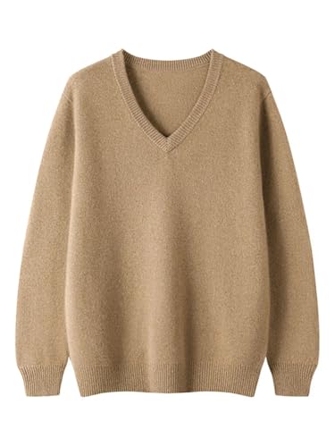 Hdhdeueh Men's Cashmere Thick Pullover V-Neck Solid Sweater Casual Loose Warm Knitted Jumpers2