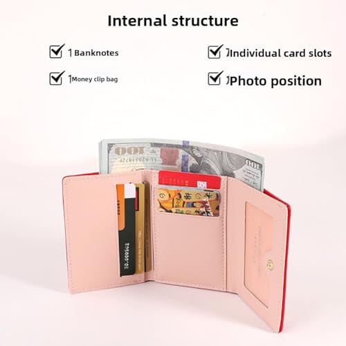 Women Embroidered Dachshund Short Wallet, PU Leather Lovely Cartoon Change Purse, Multi-Card Slots & Coin Pocket for Holder (Pink)4