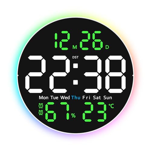 Horloge murale numérique LED de 25,4 cm avec une télécommande pratique