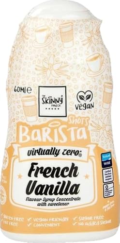 Skinny Barrista Shot Syrup French Vanilla Coffee Flavor 60ml Sugar-Free Zero Calorie Keto-Friendly Barista Coffee Enhancer Portable Coffee & Latte Shot