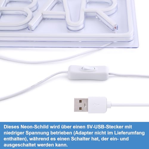 FITNATE Neon Schild Acryl Barschild mit USB Stromversorgung