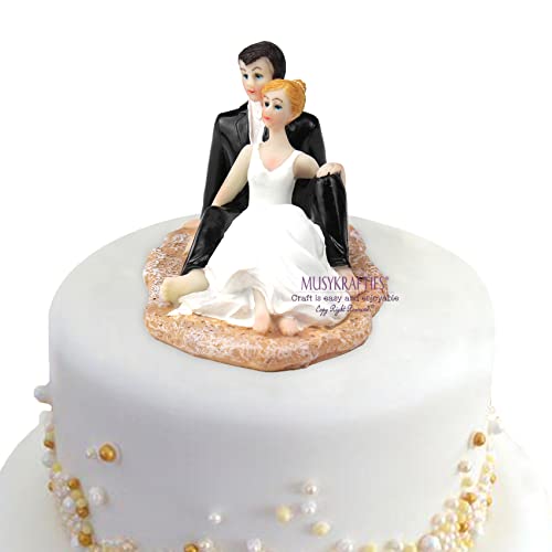 Musykrafties 5.5 Inch Playing On Summber Beach Bride And Groom Wedding Cake Topper Wedding Engagement Anniversary Bridal Shower Party Cake Decoration Figurine Keepsake #TOP2