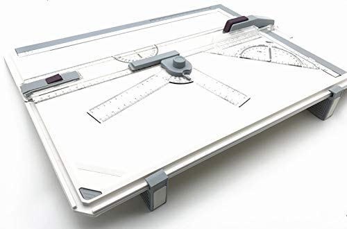 Frylr Metric A3 Drawing Board Drafting Table with Parallel Motion and Angle Metric Measuring System (20.2”18.8”1.6”, Grey)