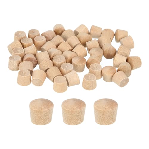 Image of uxcell 80Pcs Wood Button Plugs, 7.5mm /0.3 inch Flat Head Hardwood Screw Hole Plug Wooden Caps Buttons Wood Plug for Furniture Woodworking Craft Decor (9mm x 7.5mm)