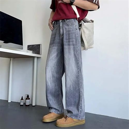 Hndudnff Men's Slim Fit Stretch Jeans Loose Fit Wide Leg Denim Trousers Baggy Pants3