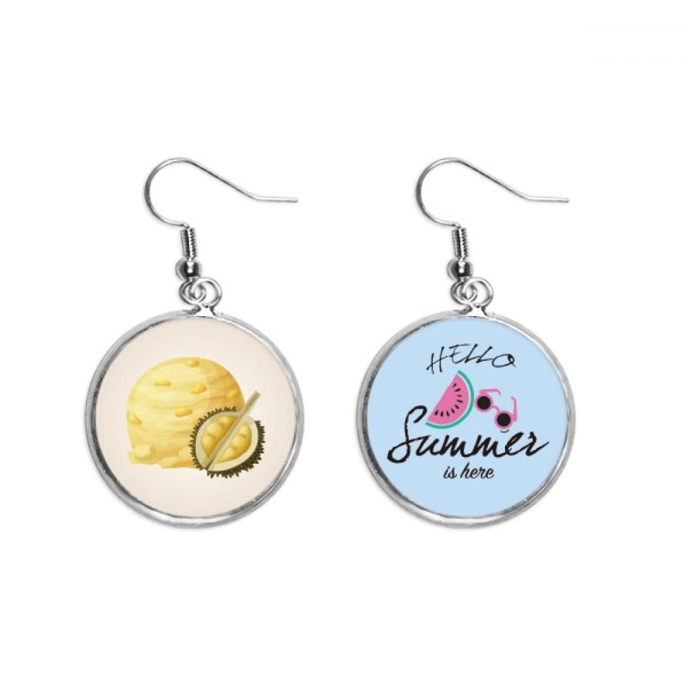 Pendientes de durián y sandía asimétricos con forma de paletas de helado divertidas 5
