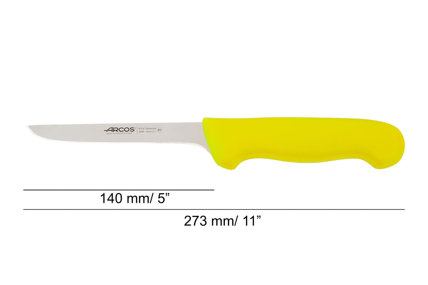 Arcos Ausbeinmesser mit Nitrum Edelstahlklinge 140 mm - Professionelles Messer zum Entbeinen von Fleisch - Ergonomischer Griff aus Polypropylen - Gelb, Serie 2900