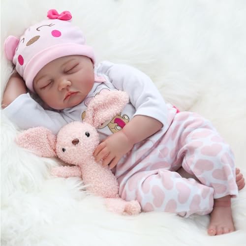 HEHUZY Reborn Muñeca de bebé como un bebé real 55 cm Reborn Baby Silicona de Vinilo Suave Realista Realista Muñecas de Bebé para Niños Pequeños